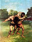 Gustave Courbet The Wrestlers painting